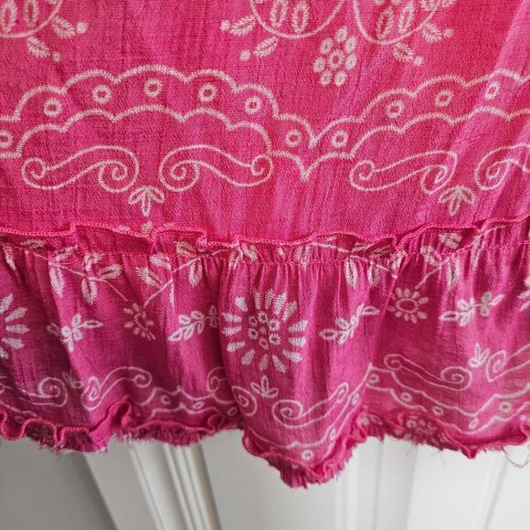 Y2K Mile Gabriella Peasant Skirt Womens Size XL Pink Floral Pink Boho Ruffles - Picture 5 of 10